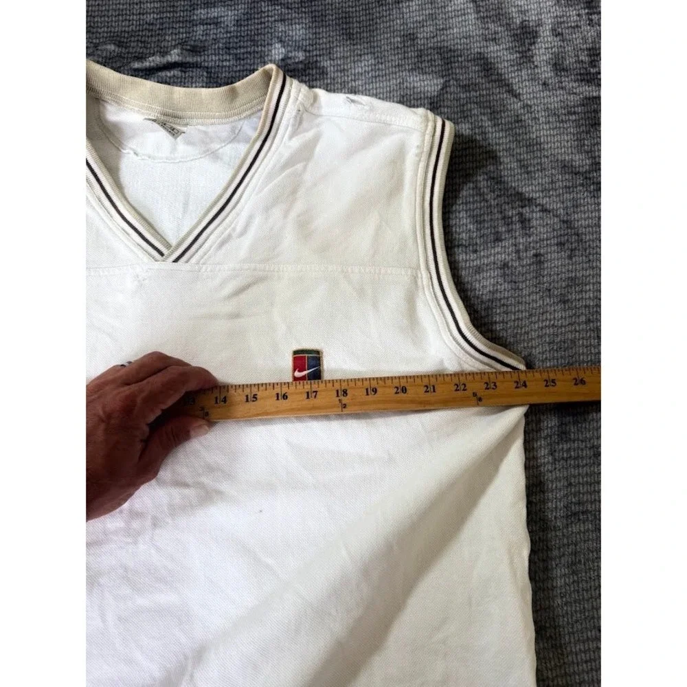 Vintage Nike Court Tennis Sweater Vest White V-Neck XL Retro Pullover